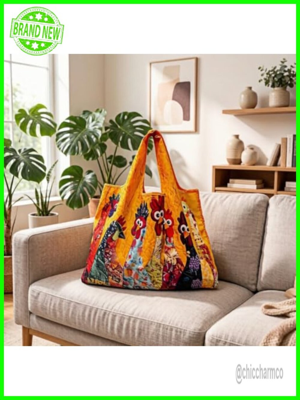 Vintage Quilted Tote Bag Unique Shoulder Hobo Handbag Shopping Bag